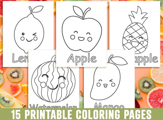 Fruit Coloring Pages, Fruit Coloring Book for Kids, Boys, Girls, Teen, Printable Activity Sheets, Fruit Coloring Worksheet, Instant Download