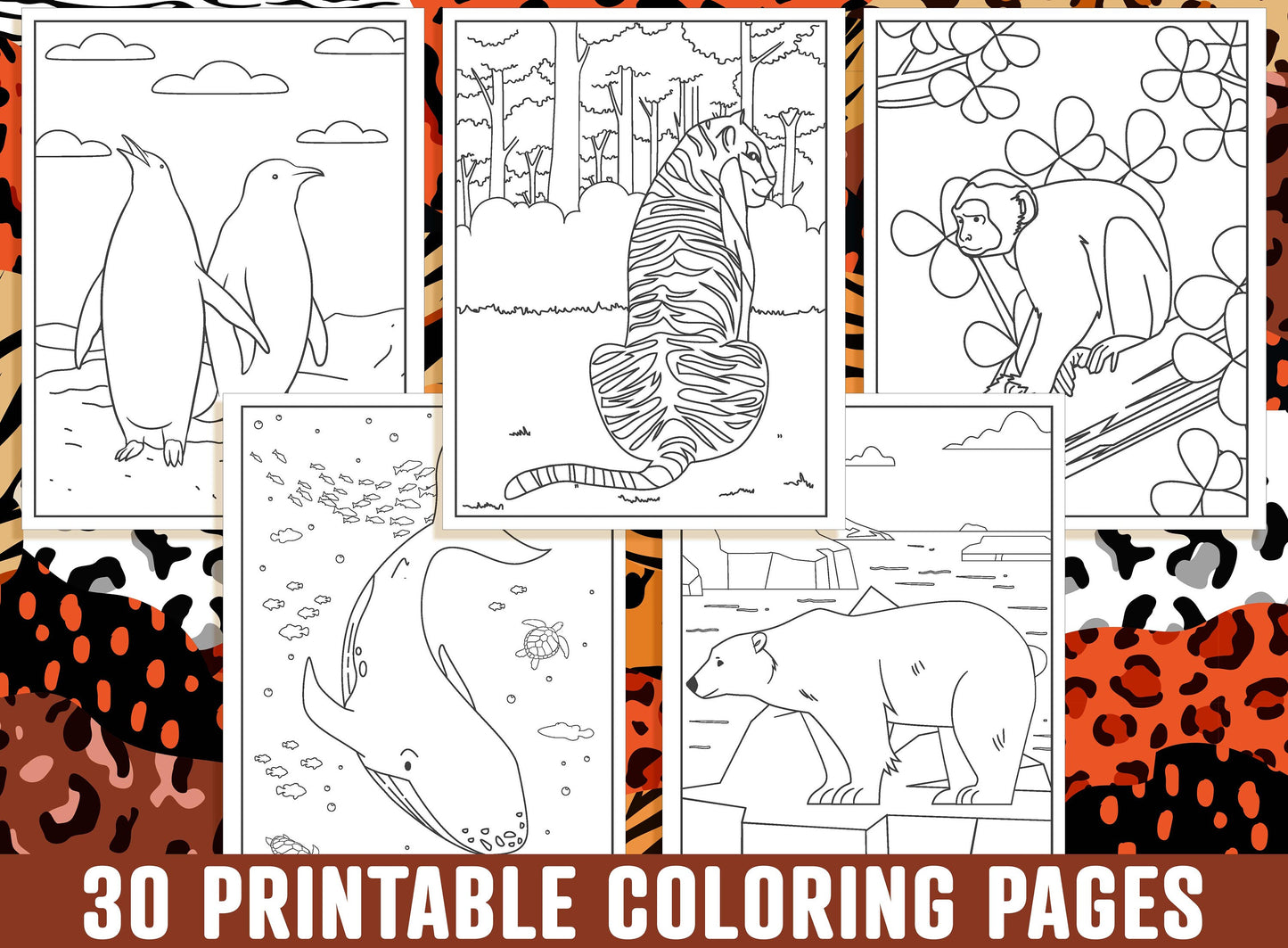 Wild Animal Coloring Pages, 30 Printable Wild Animal Coloring Pages for Kids, Boys, Girls, Teens, Adults, Zoo Animal Birthday Party Activity
