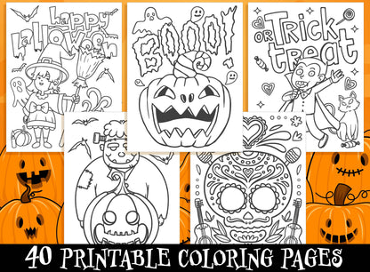 Halloween Activity Sheets - 40 Printable Halloween Activity Pages for Kids, Boys, Girls, Teens. Halloween Party Activity, Kids Coloring Book