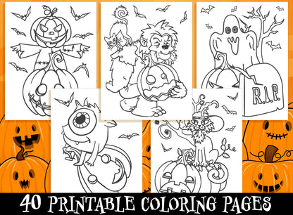 Halloween Activity Sheets - 40 Printable Halloween Activity Pages for Kids, Boys, Girls, Teens. Halloween Party Activity, Kids Coloring Book