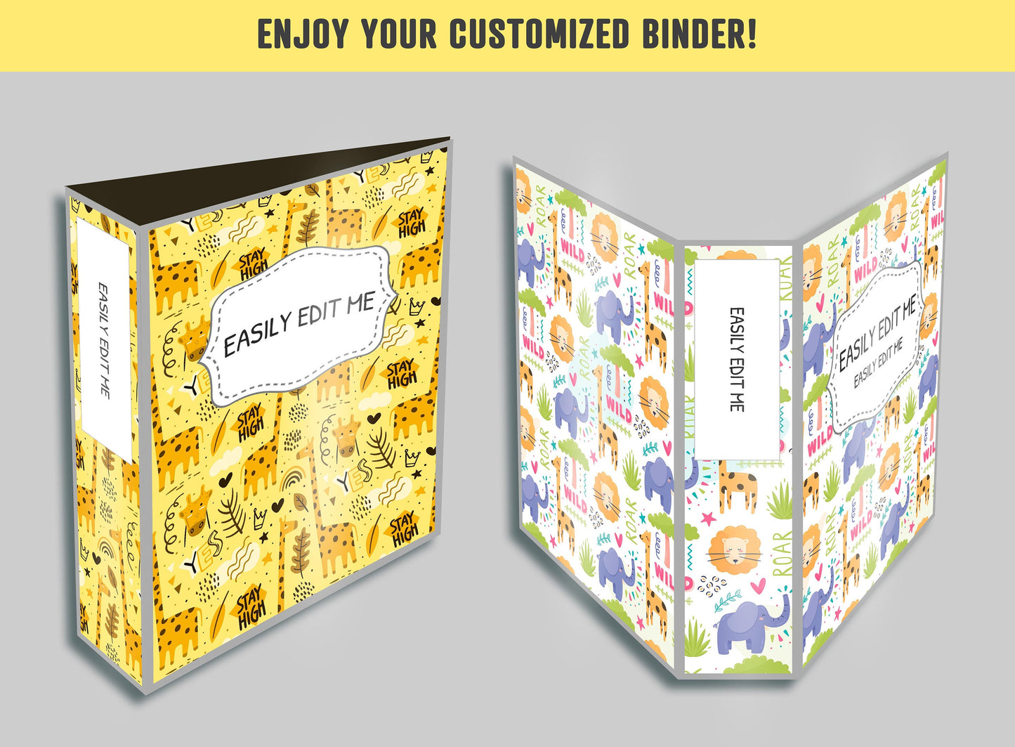 Binder Covers For School, 10 Printable & Editable Binder Covers+Spines, Binder Insert Template Teacher Planner Cover, Printable Binder Cover