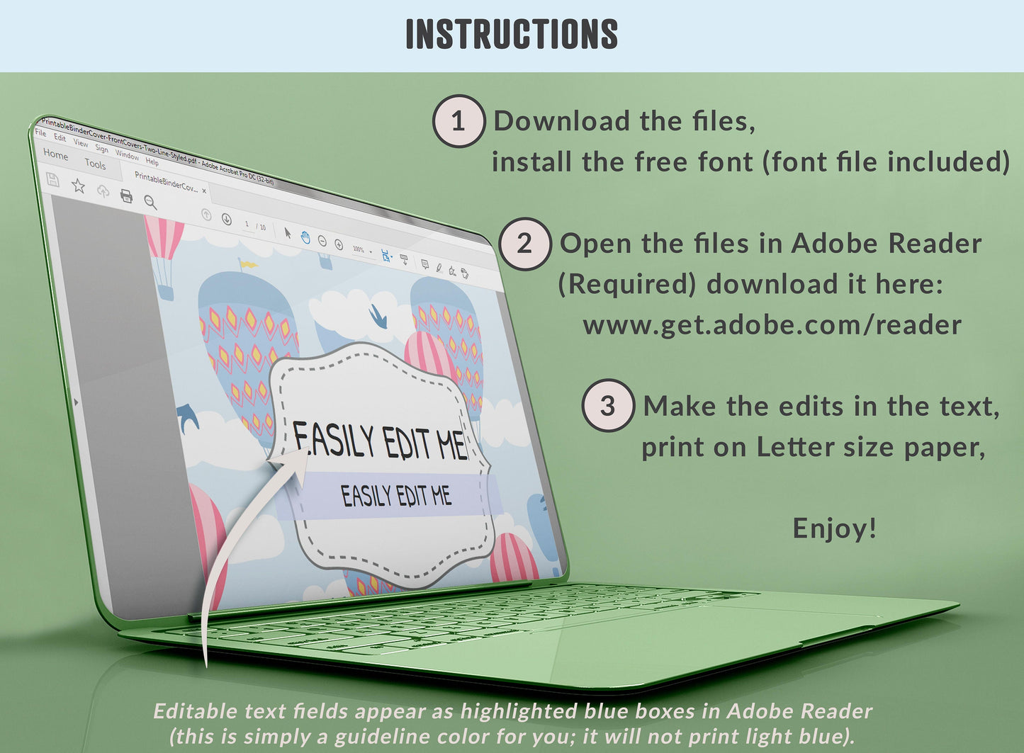 Printable Binder Cover, 10 Covers+Spines, Binder Cover Printable, Editable, Teacher/School Binder, Planner Cover, Binder Insert Template PDF