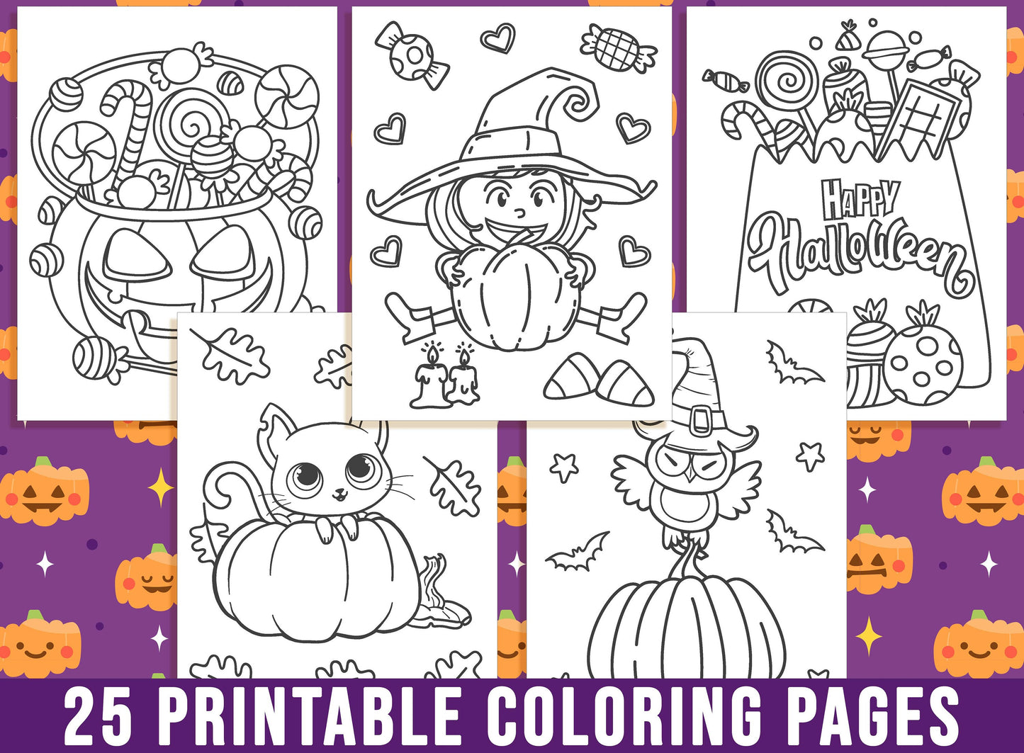 Cute Halloween Activity Pages, Non Scary Halloween Activity Sheets, Printable Coloring Book for Kids, Halloween Party Activity, Free 5*7"