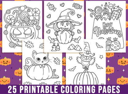 Cute Halloween Activity Pages, Non Scary Halloween Activity Sheets, Printable Coloring Book for Kids, Halloween Party Activity, Free 5*7"