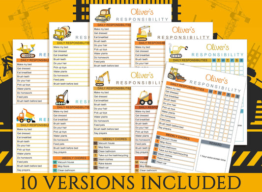 Reward Chart Printable, Kids Chores Printable, Chore Chart for Kids Custom, Responsibility Chart Printable, Fully Editable Daily Weekly, PDF
