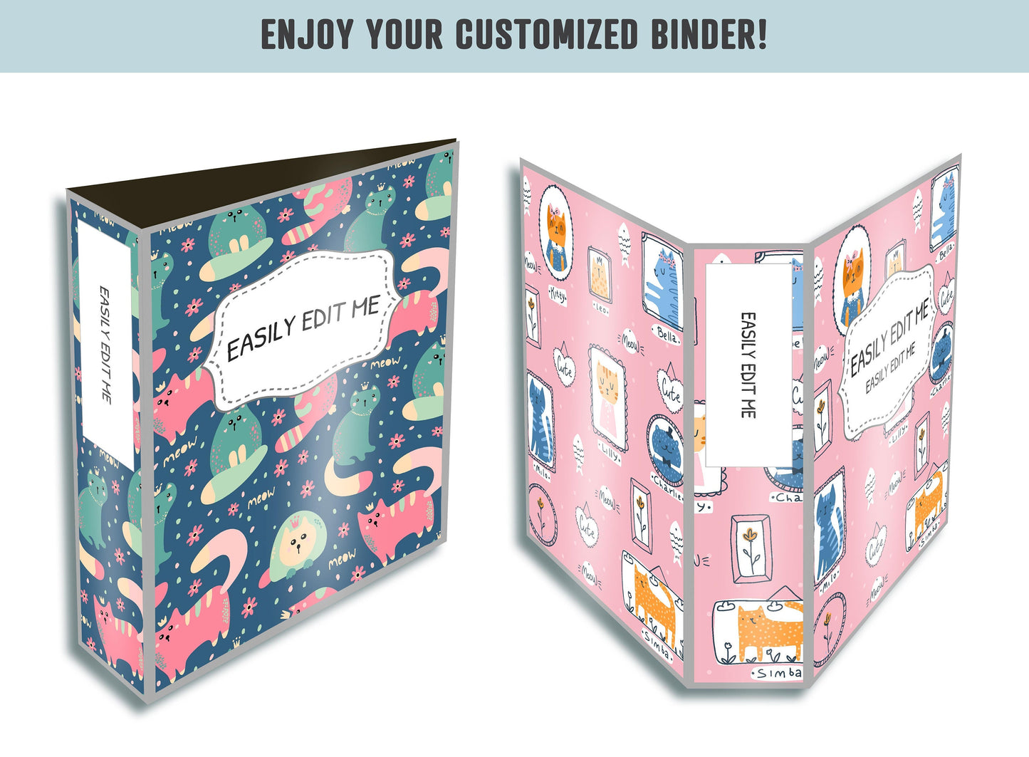 Binder Cover Printable Editable, 10 Covers+Spines, Binder Insert, Planner Cover, Teacher Binder, School Binder Cover, Printable Binder Cover