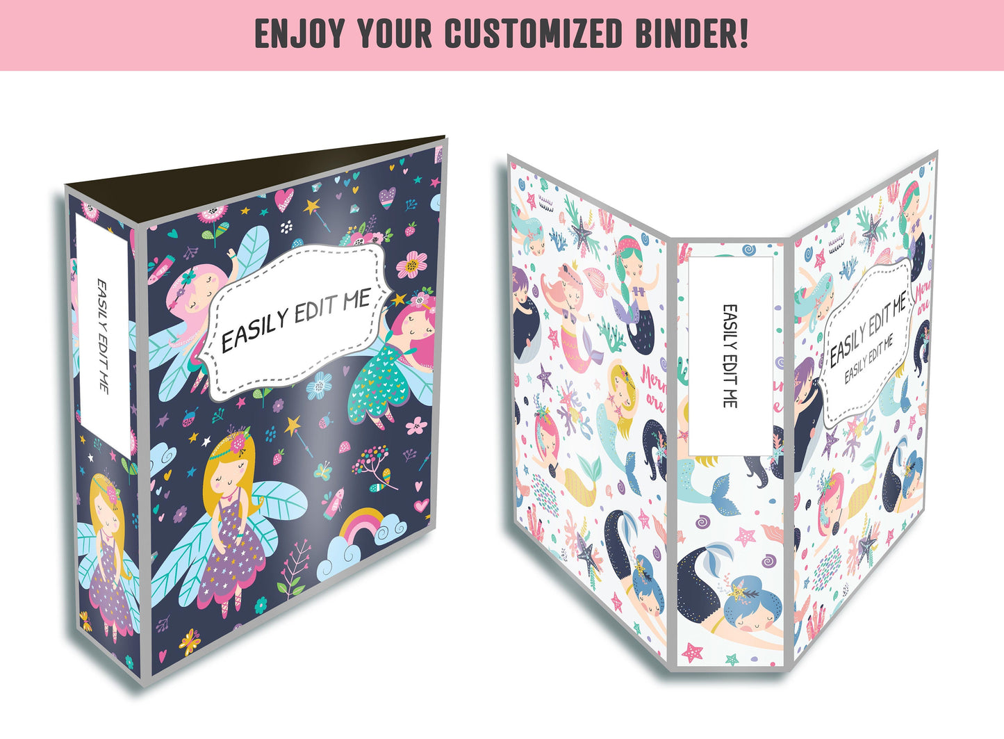 Binder Cover for Girls, 10 Editable Covers+Spines, Teacher/School Binder Template, Planner Cover, Binder Inserts, Printable Binder Cover
