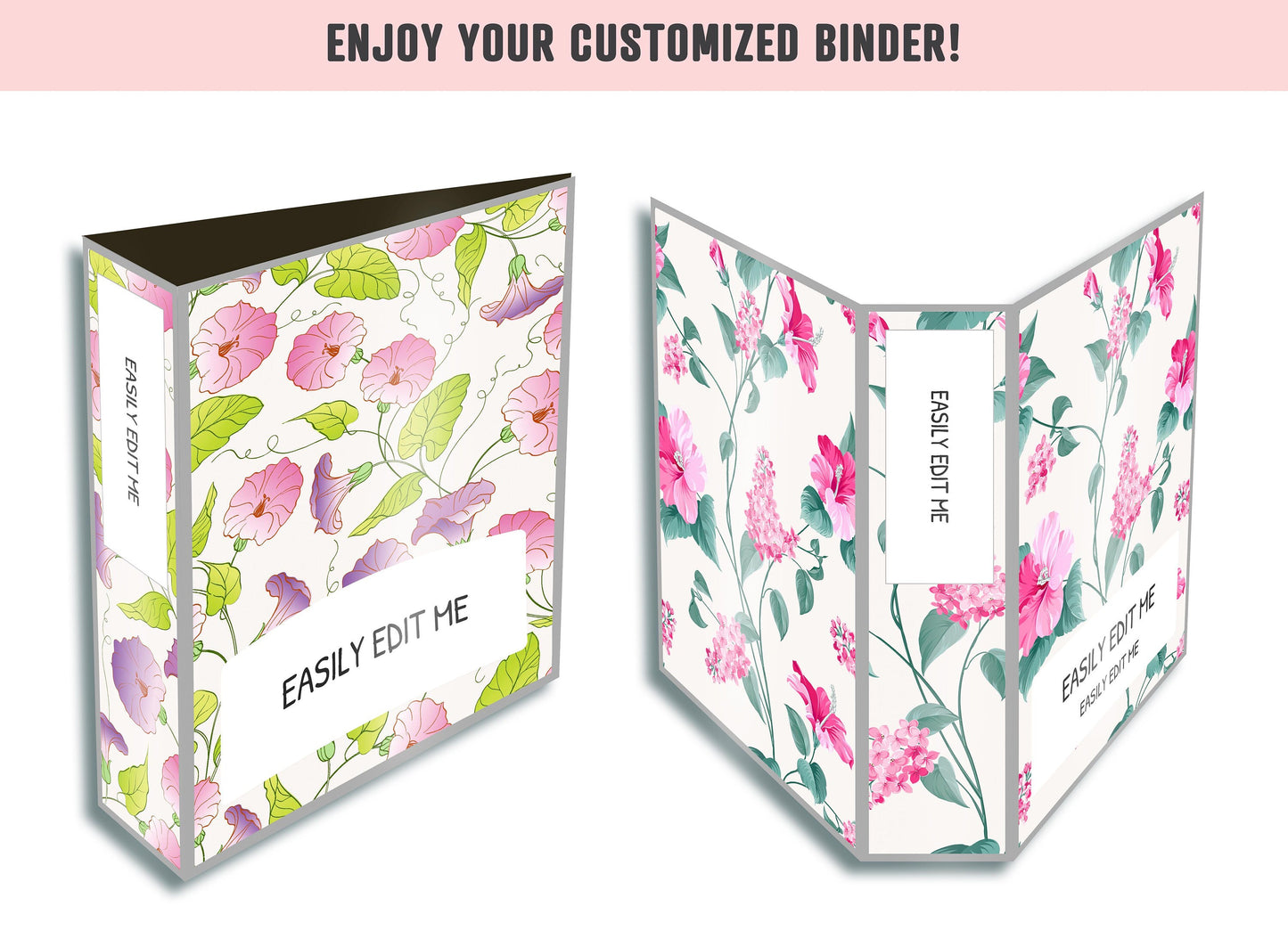 Planner Cover, 10 Printable & Editable Binder Covers+Spines, Teacher/School Binder Cover, Binder Inserts, Binder Template, Flower, Floral