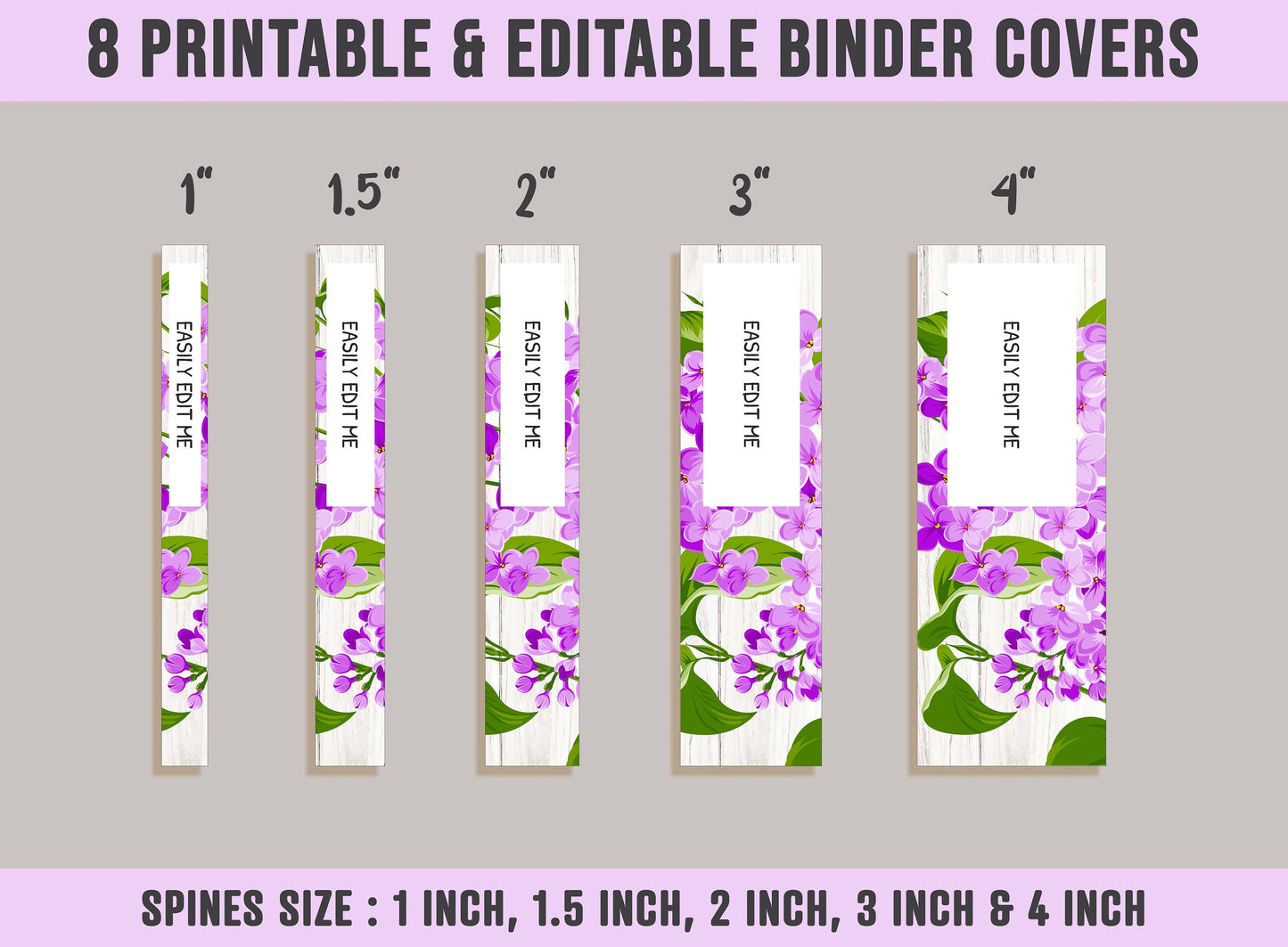 Editable Binder Covers, 8 Printable & Editable Binder Covers+Spines, Binder Inserts, Planner Cover, Floral Binder Cover, Folder Covers