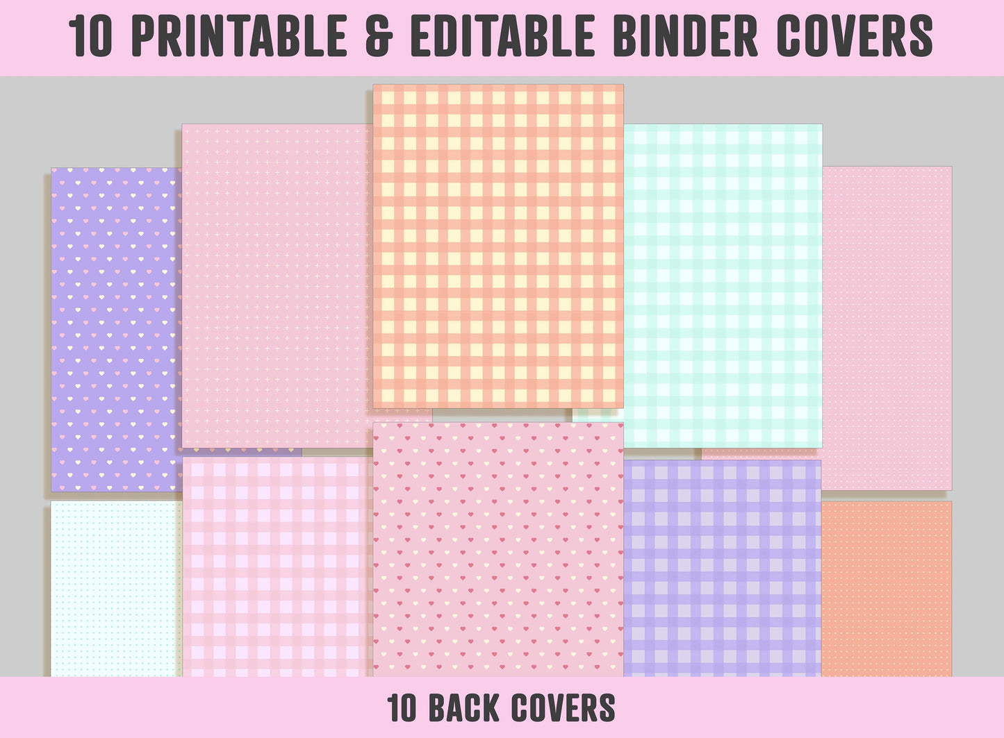 Planner Cover Printable, 10 Printable & Editable Binder Covers+Spines, Planner Cover Template, Teacher/School Binder, Binder Inserts, PDF