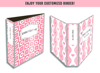Valentine Binder Covers, 10 Printable & Editable Binder Covers+Spines, Binder Insert, Planner Cover, Teacher/School Binder, Pink/Love/Heart