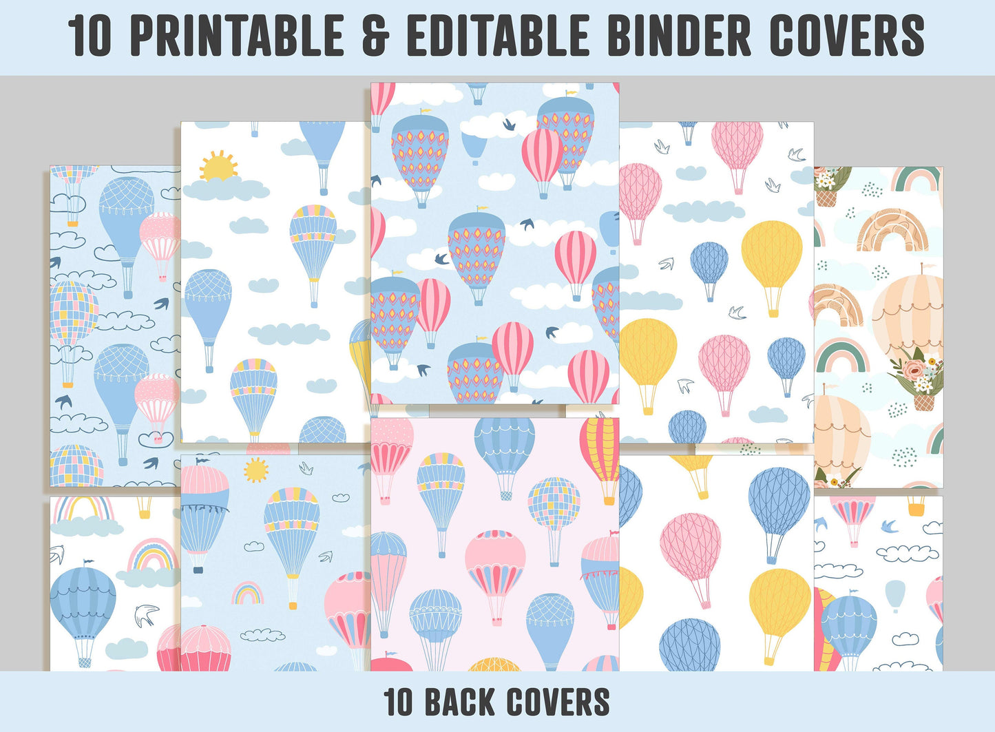 Printable Binder Cover, 10 Covers+Spines, Binder Cover Printable, Editable, Teacher/School Binder, Planner Cover, Binder Insert Template PDF