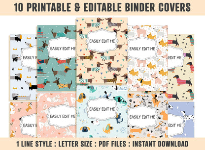 Binder Cover Printable Editable, 10 Covers+Spines, Binder Insert, Planner Cover, Teacher Binder, School Binder Cover, Printable Binder Cover