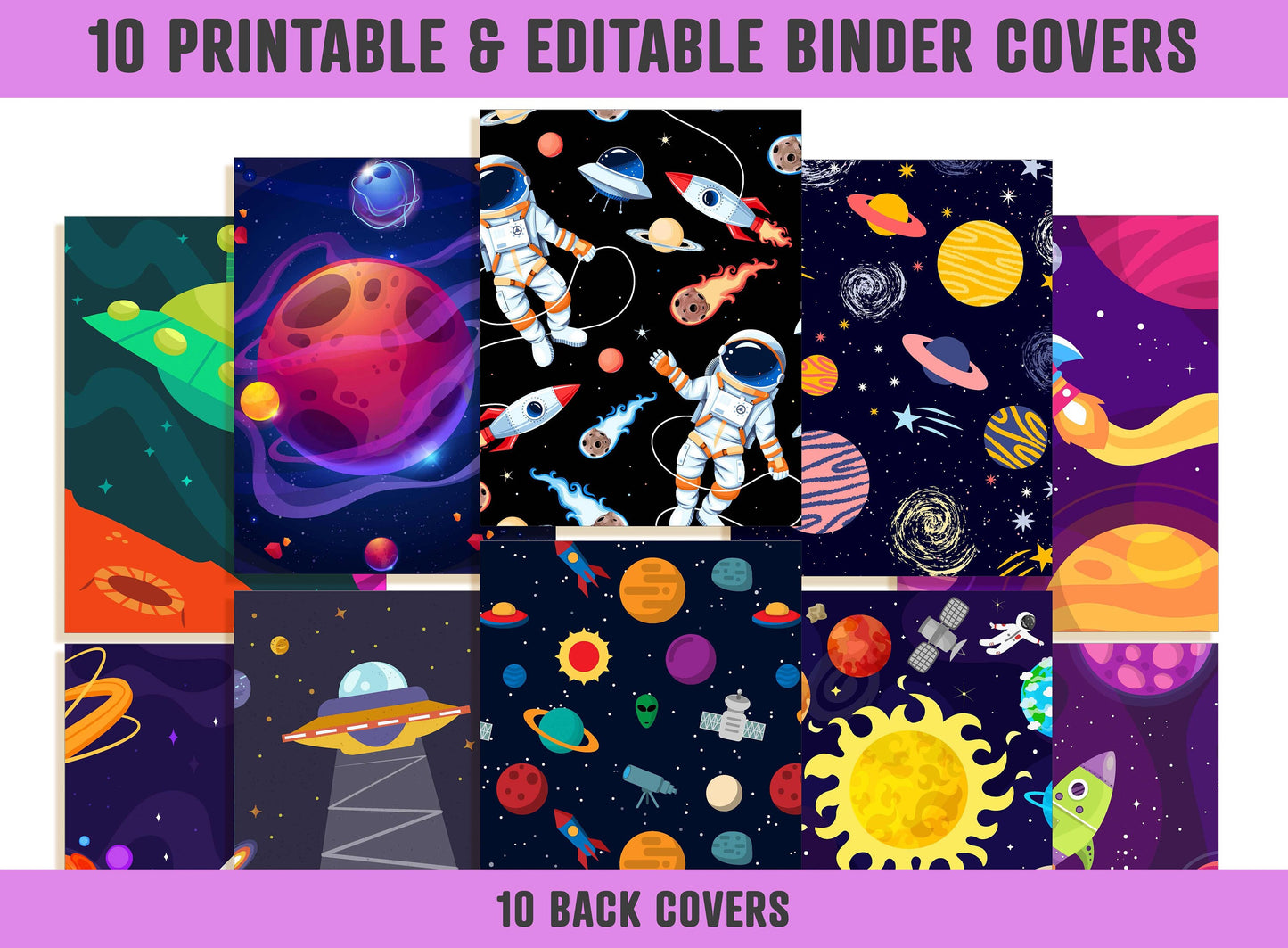 Binder Cover Boys, 10 Printable & Editable Binder Covers+Spines Binder Cover Sheet Binder Cover Inserts Planner Template, Alternative Layout