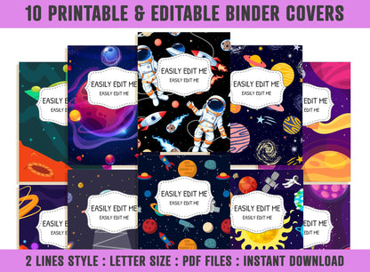 Binder Cover Boys, 10 Printable & Editable Binder Covers+Spines Binder Cover Sheet Binder Cover Inserts Planner Template, Alternative Layout
