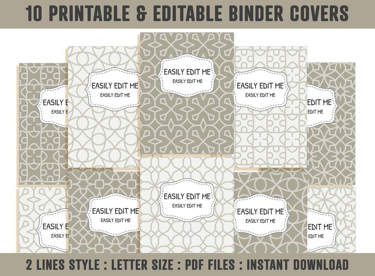 Binder Cover Printable Editable, 10 Binder Covers & Spines, Binder Insert, Planner Cover, Teacher/School Binder, Printable Binder Cover, PDF