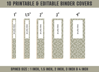 Binder Cover Printable Editable, 10 Binder Covers & Spines, Binder Insert, Planner Cover, Teacher/School Binder, Printable Binder Cover, PDF