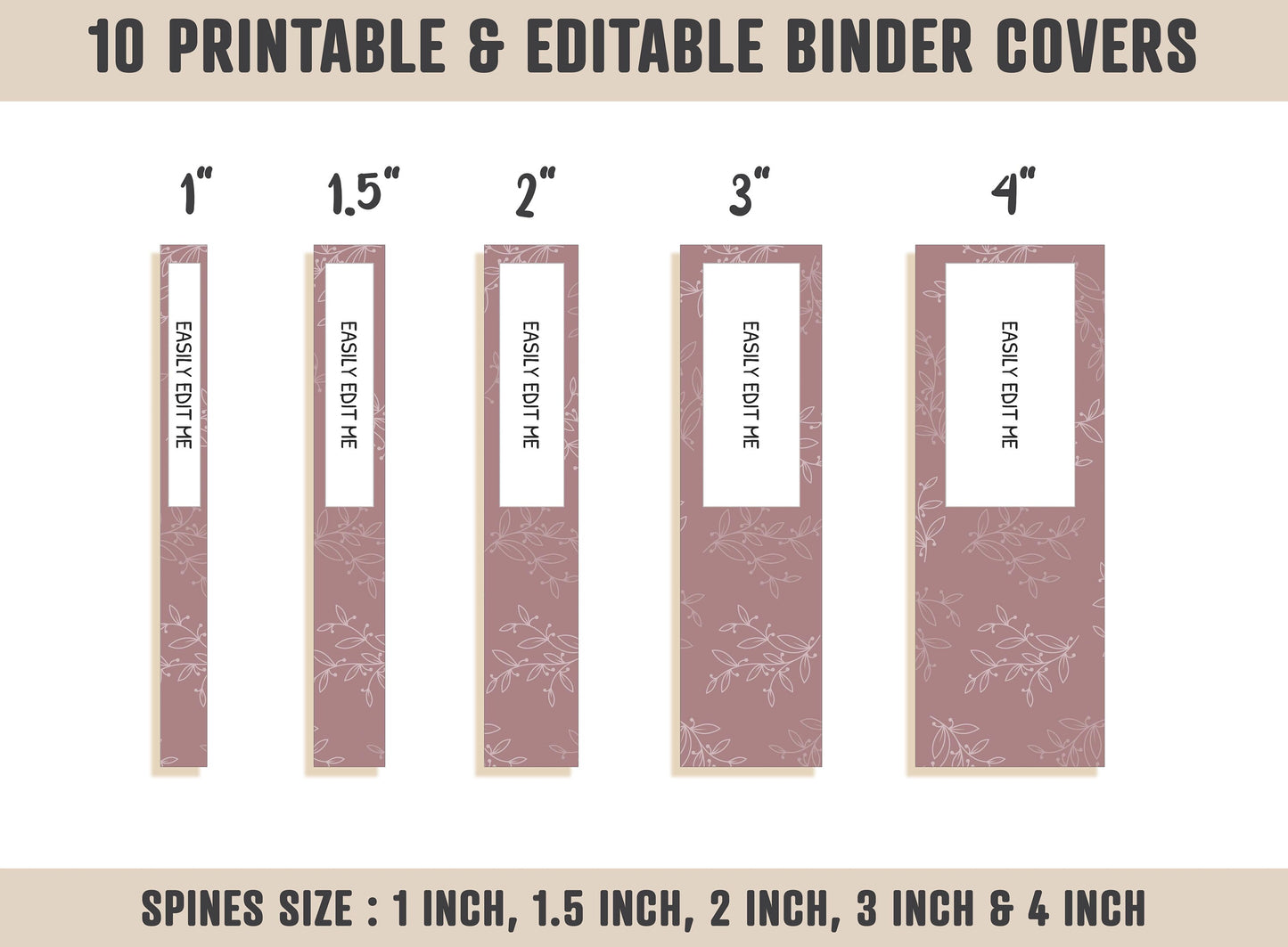 Floral Binder Cover, 10 Printable & Editable Binder Covers+Spines, Teacher/School Binder, Planner Cover, Binder Insert, Flower, Floral, PDF