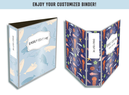 Binder Cover Animal, 10 Printable/Editable Covers+Spines, Binder Inserts, Planner Cover, Teacher/School Binder, Binder Template, Sea Animals