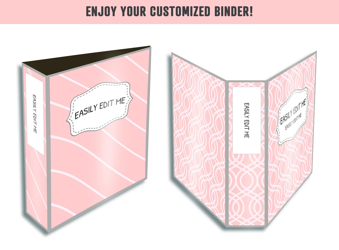 Pink Binder Cover, 10 Printable & Editable Covers+Spines, Binder Insert, Planner Cover, Teacher/School Binder Cover, Printable Binder Cover