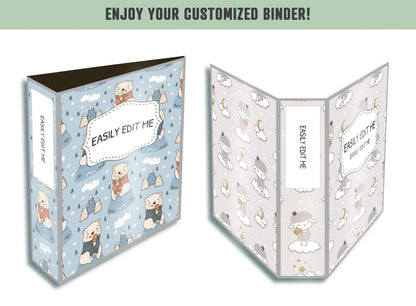 Animal Binder Cover, 10 Printable & Editable Covers+Spines, Binder Insert, Planner Cover, Teacher/School Binder Template, Bear Mouse Cat Owl