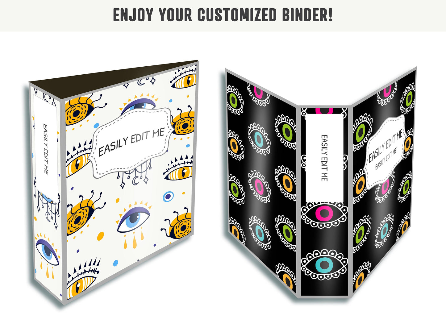 Eye Binder Cover Printable Editable, 10 Covers+Spines, Binder Insert, Planner Cover, Teacher/School Binder Cover, Binder Template, PDF, Evil