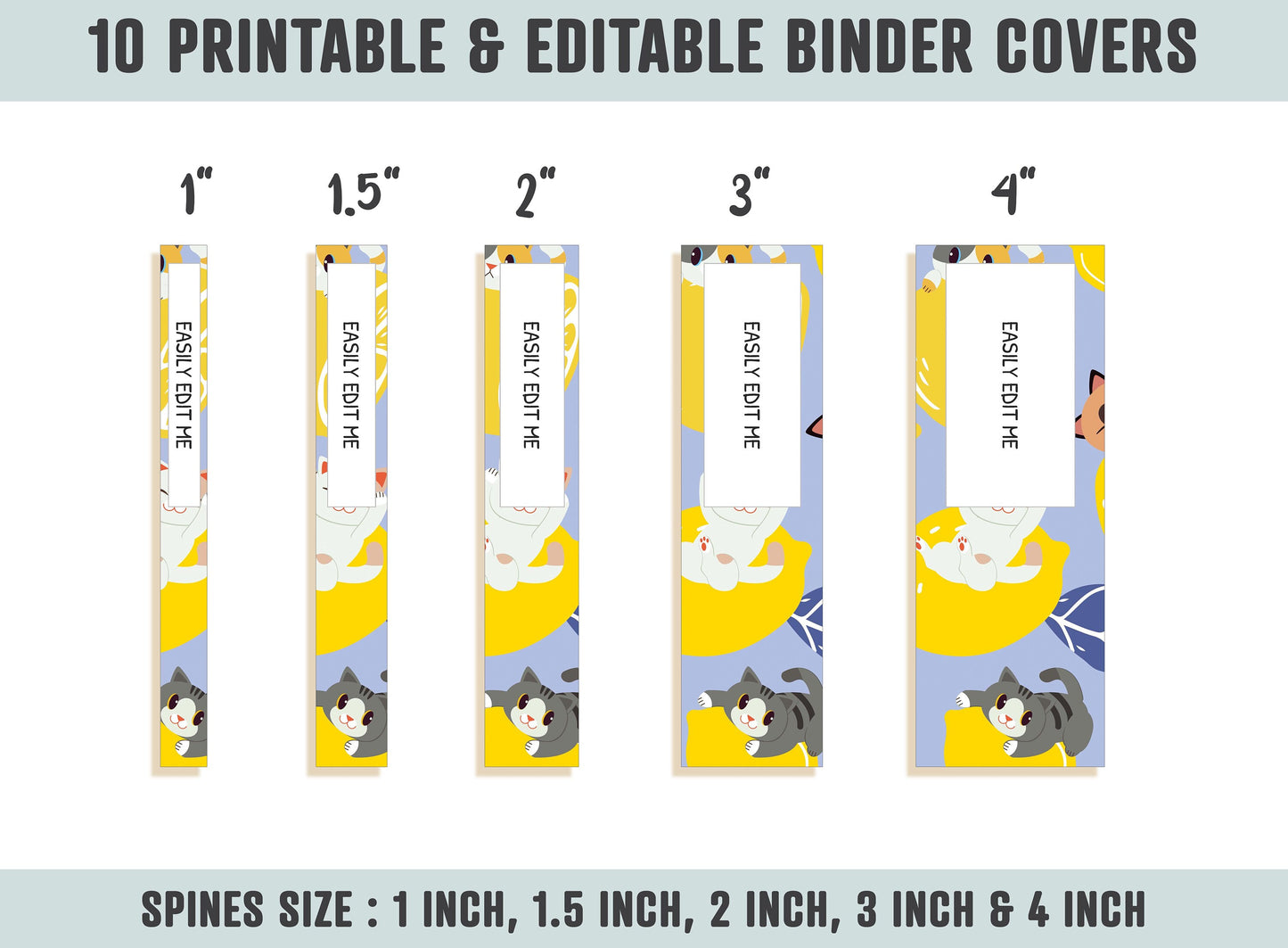 Cat Binder Cover, 10 Printable/Editable Covers+Spines, Teacher/School Binder Cover, Binder Template, Kitten Planner Cover, Binder Insert PDF