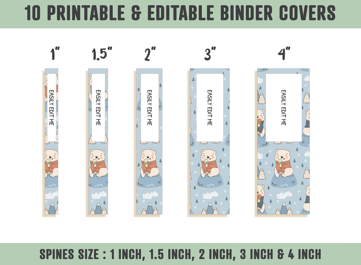 Animal Binder Cover, 10 Printable & Editable Covers+Spines, Binder Insert, Planner Cover, Teacher/School Binder Template, Bear Mouse Cat Owl