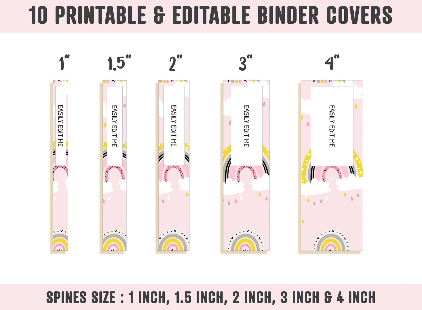 Rainbow Binder Covers, 10 Printable/Editable Binder Covers & Spines, Teacher/School Binder, Planner Template Binder Inserts, Rainbow Pattern
