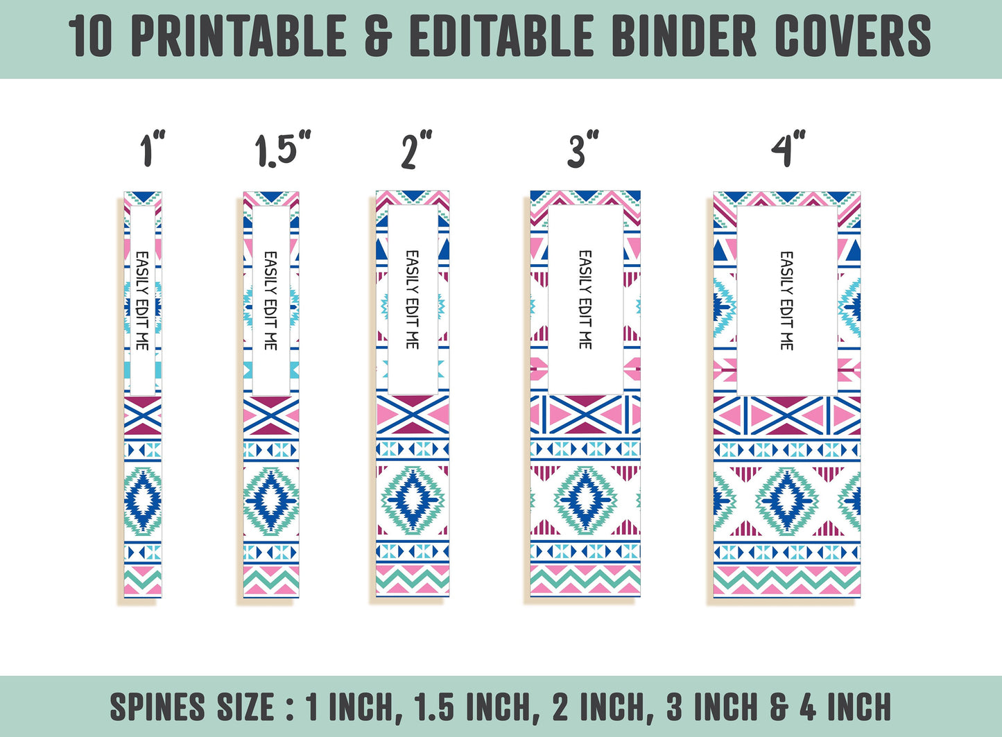 Navajo/Tribal Binder Cover, 10 Printable/Editable Covers + Spines, Binder Inserts, Planner Cover, Teacher/School Binder Cover Template, PDF