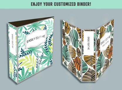 Leaves Binder Cover, 10 Printable & Editable Binder Covers + Spines, Amazing Leaf Binder Inserts, Teacher/School Planner Cover Template