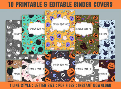 Halloween - The Holiday of The Dead Binder Cover, 10 Printable & Editable Binder Covers + Spines, Binder Inserts, Teacher/School Planner