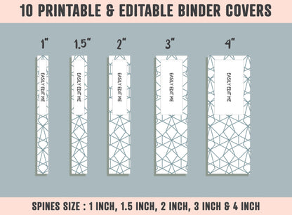 Geometric Patterns Binder Cover, 10 Printable & Editable Binder Covers + Spines, Binder Inserts, Teacher/School Planner Template