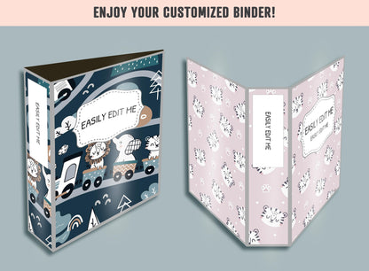 Cute Animal Binder Cover, 10 Printable & Editable Binder Covers + Spines, Binder Inserts, Teacher/School Planner Cover Template