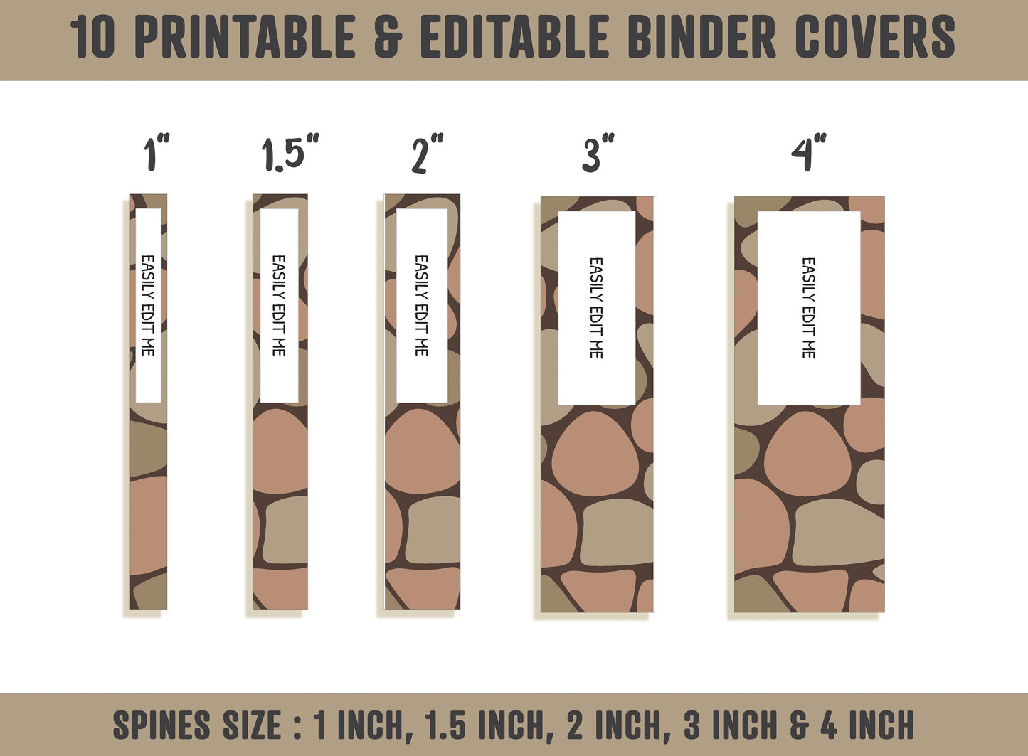 Paving Stones Street Binder Cover, 10 Printable & Editable Binder Covers + Spines, Binder Inserts, Teacher/School Planner Cover Template
