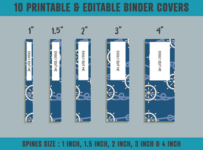 Marine Binder Cover, 10 Printable & Editable Binder Covers + Spines, Binder Inserts, Teacher/School Planner Cover Template