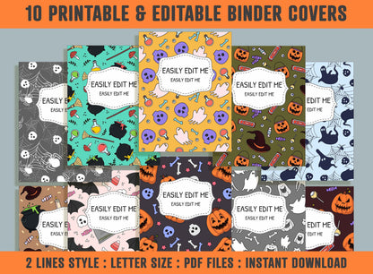 Halloween - The Holiday of The Dead Binder Cover, 10 Printable & Editable Binder Covers + Spines, Binder Inserts, Teacher/School Planner