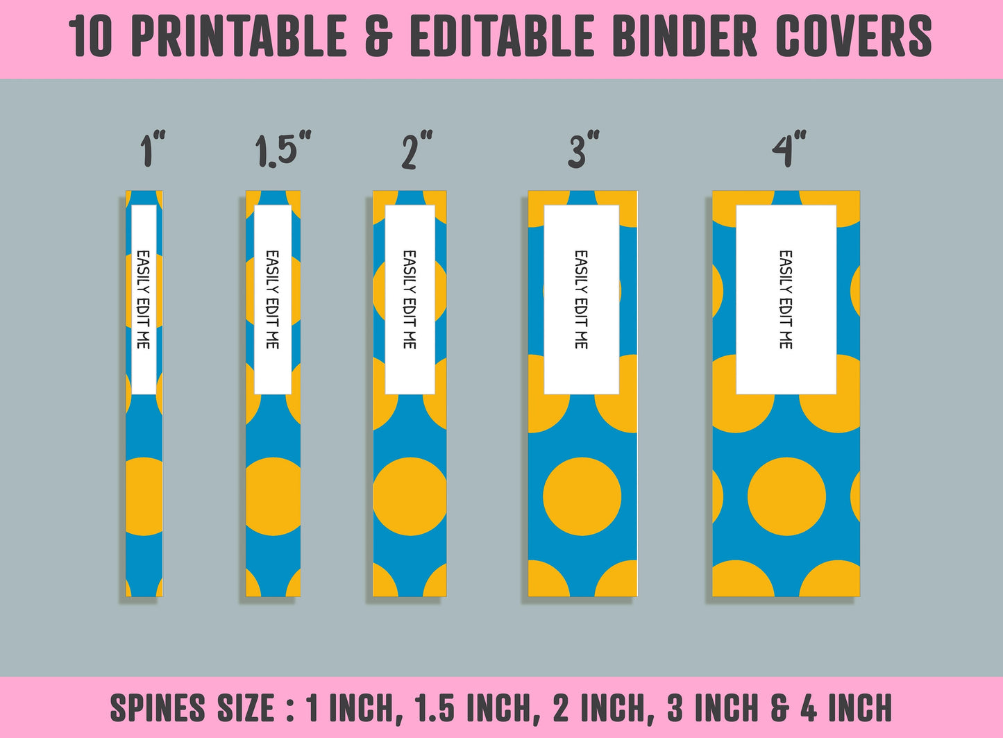 Pastel & Bright Colors Polka Dot Binder Cover, 10 Printable/Editable Covers + Spines, Binder Insert, Planner Labels, Teacher/School Binder