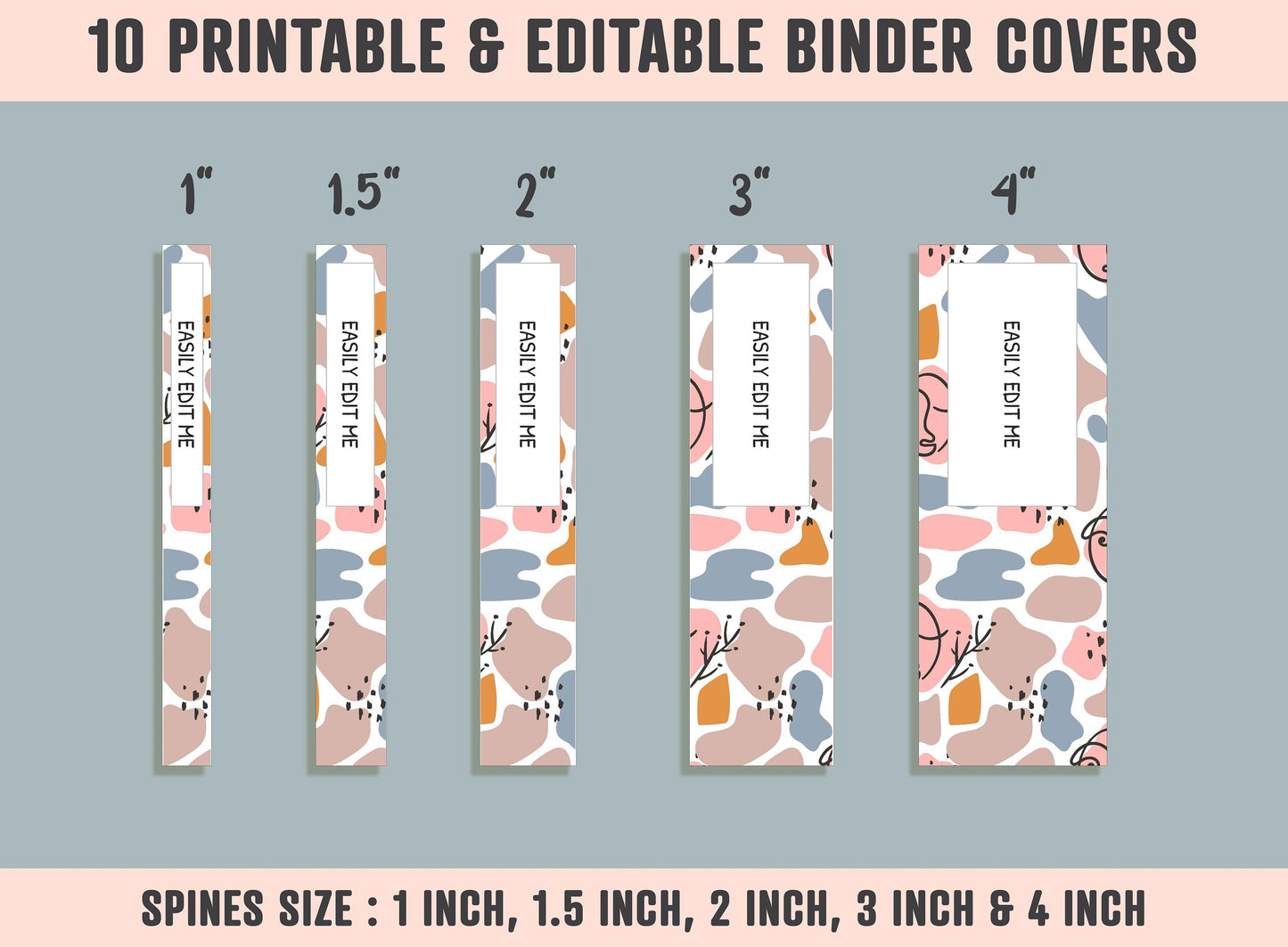 Simple Geometric and Floral Binder Cover, 10 Printable & Editable Binder Covers+Spines, Teacher/School Binder Labels, Planner/Folder Inserts