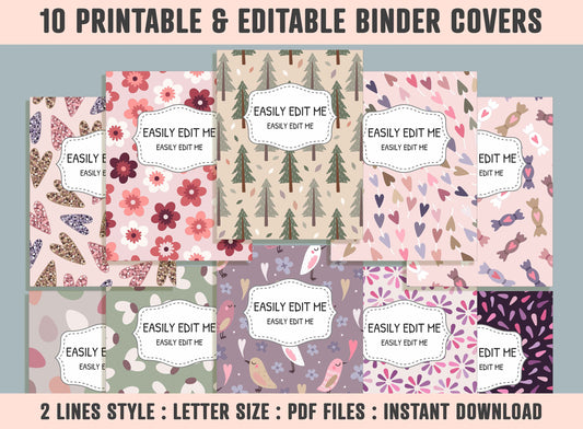Soft Pastel Colors Binder Cover, 10 Printable Editable Covers + Spines, Binder Insert, Planner Cover, Teacher Binder, School Binder Cover