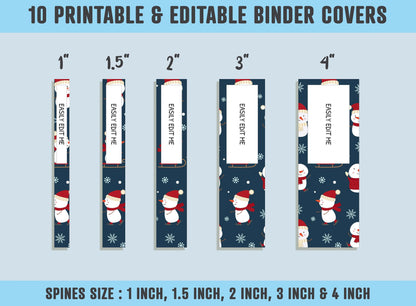 Christmas Gifts Santa Snowmen Candy Binder Cover, 10 Printable/Editable Covers+Spines, Planner Template, Teacher/School Binder Label/Insert