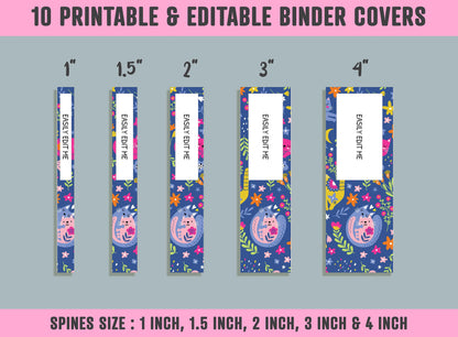 Cute Funny Animals Binder Cover, 10 Printable & Editable Binder Covers + Spines, Teacher/School Binder Labels, Planner/Folder Inserts