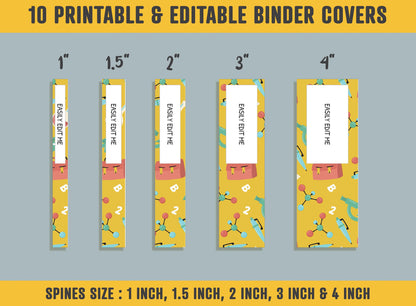 Back To School Pattern Binder Cover, 10 Printable/Editable Binder Covers+Spines, Student Planner Template Teacher/School Binder Label/Insert