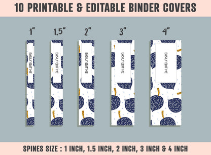 Leaves, Geometric, Monochrome Binder Cover, 10 Printable/Editable Binder Covers+Spines, Planner Template, Teacher/School Binder Label/Insert