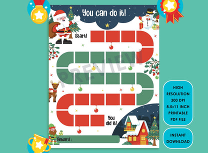 Printable Christmas Reward Chart, Santa Claus/Winter/Snowman Behavior Chart, Boy/Girl Chore Chart, Chore Chart for Kid, Responsibility Chart