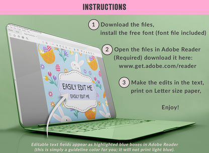 Easter Binder Cover, 10 Printable/Editable Binder Covers + Spines, Easter Eggs/Bunny Planner Template, Teacher/School Binder Label/Insert