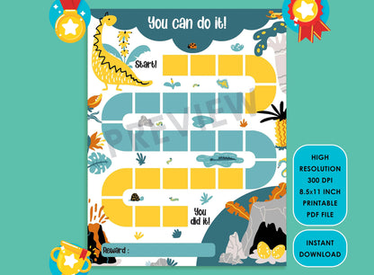 Printable Dinosaur Reward Chart, Space Behavior Chart, Boy Chore Chart, Chore Chart for Kids, Responsibility Chart, Cute Sticker Chart