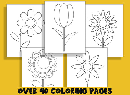 Spring Flowers Coloring Book, 40 Printable Coloring Pages for Kids a fun way for kids of all ages to develop creativity, focus, motor skills