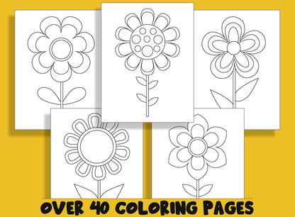 Spring Flowers Coloring Book, 40 Printable Coloring Pages for Kids a fun way for kids of all ages to develop creativity, focus, motor skills