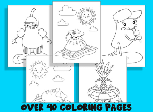 Kawaii Summer Character Coloring Book, 40 Printable Coloring Pages for Kids a fun way for kids of all ages to develop creativity focus motor